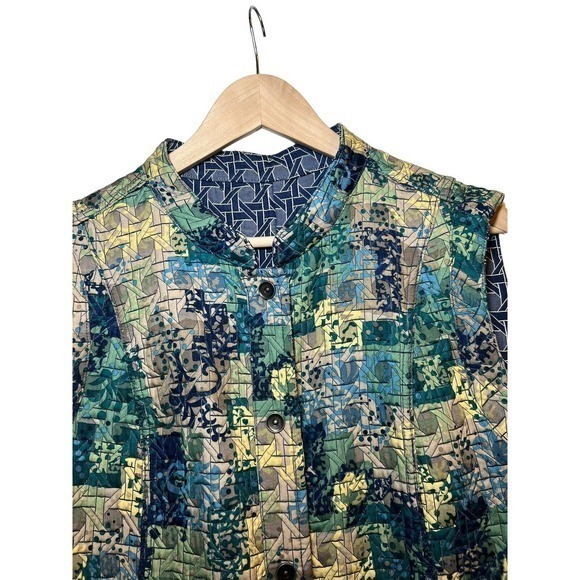 Womens Quilted Vest Jacket Size XL-1X Artsy Reversible Unique Colorful Vest - Picture 3 of 4